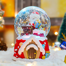 2024跨年圣诞平安夜礼物圣诞老人旋转音乐盒创意水晶球摆件批发