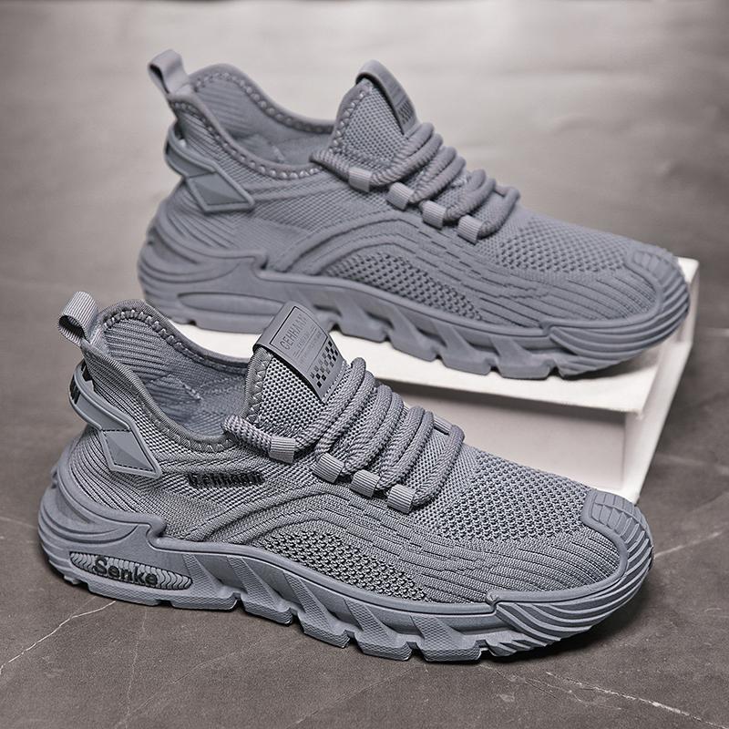 Zapatos de hombre verano 2025 malla transpirable todo-fósforo deportes casuales zapatos de correr antideslizantes de suela suave zapatos de moda de malla ligera