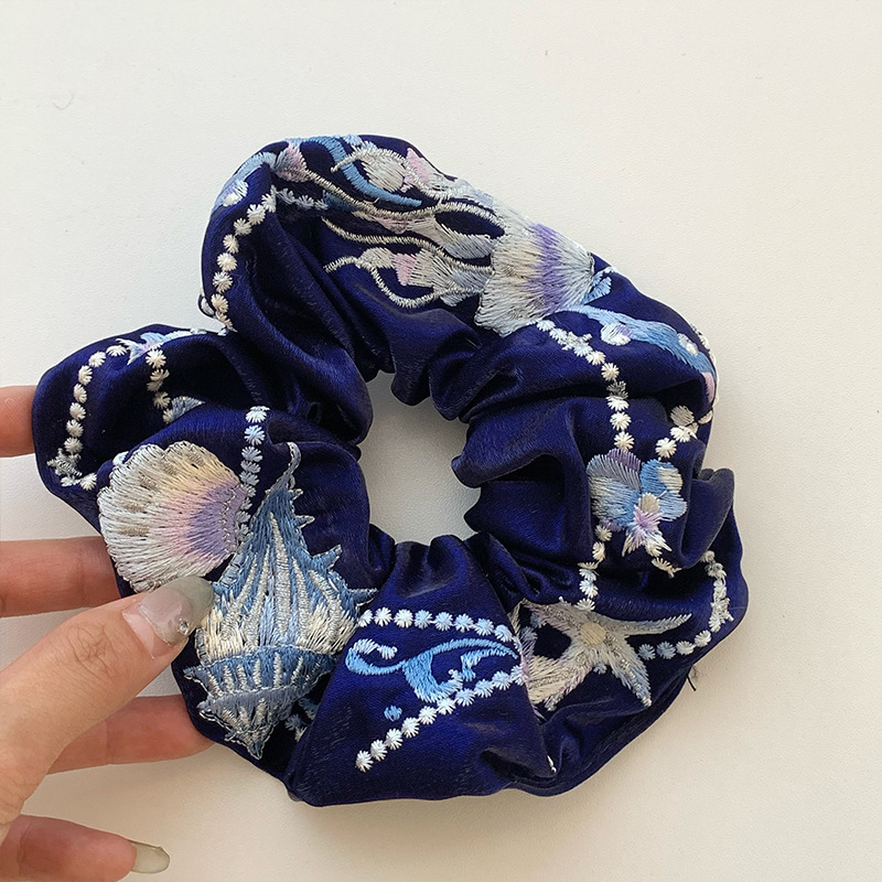 Serie china de bordado de alto nivel de mar nuevo delicado cabello impresión de cabello de alto nivel anillo de cabello de intestino para mujeres