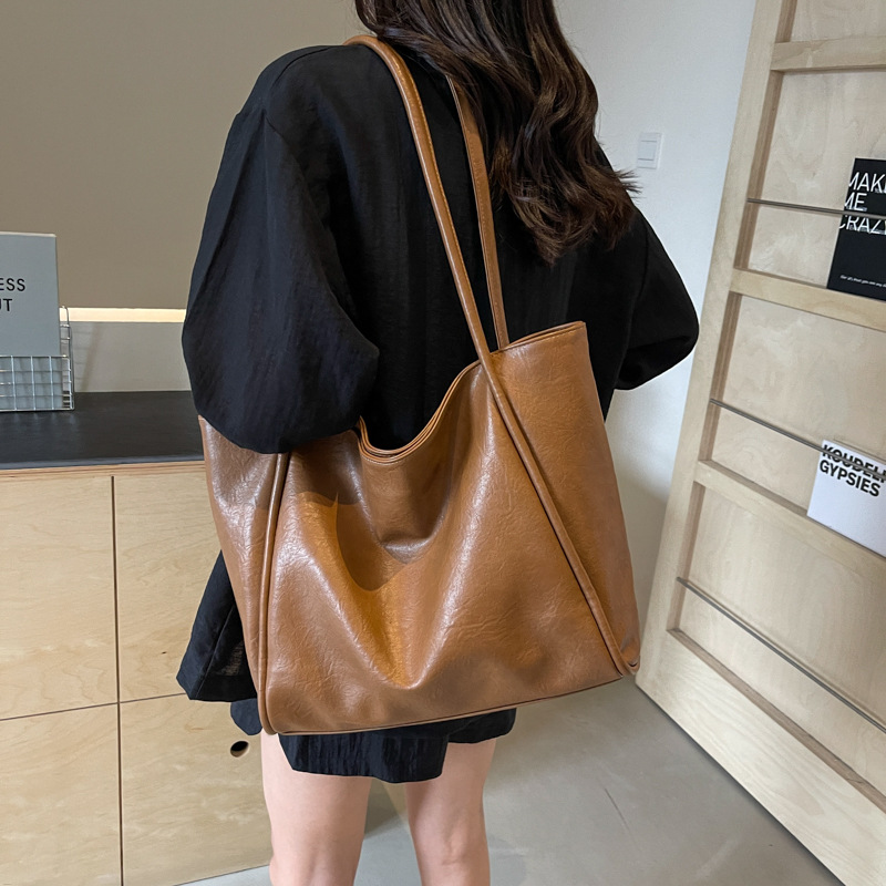 Strukturierte Schulter-/Laptop-Handtasche mit großem Fassungsvermögen, vielseitige Unterarmtasche für neue Mütter, quadratische Tragetasche_voghion.com