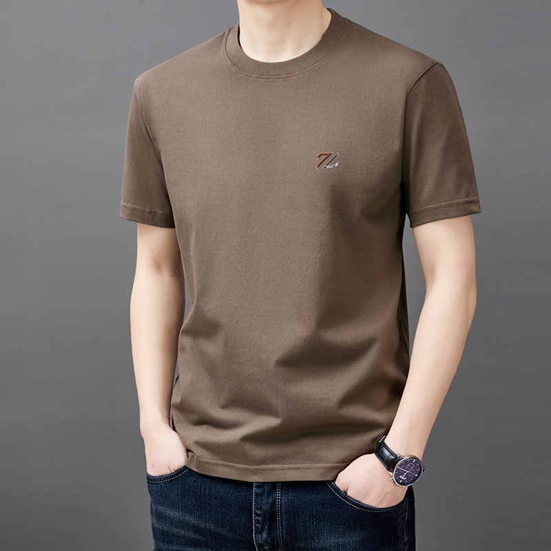 主推款品牌短袖T恤男士圆领名牌2024夏季半袖体恤衫纯色百搭上衣