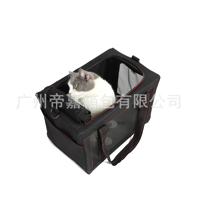 新款宠物手提斜跨猫包可折叠可拆卸便携户外狗箱钢线架子大容量包