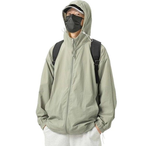 Outerwear Outdoor Breathable Sun Protective Clothing Model 2025 Ice Silk Men's Hooded Sun Shirt UV Protection Lightweight Summer Cross-border