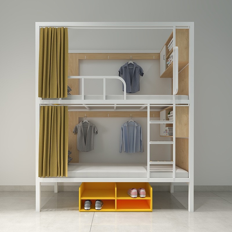 Cama litera doble para apartamento o dormitorio, estructura de acero, resistente