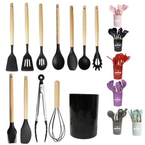 Silicone spatula, soup spoon 12-piece set non-stick pan food-grade silicone spatula cross-border silicone kitchen tools set wholesale
