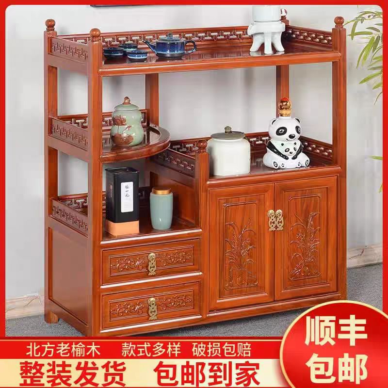 Tea Cabinet Solid Wood Sideboard Living Room Tea Cabinet Storage Cabinet Household Tea Side Cabinet Storage Rack Household Small Tea Cabinet