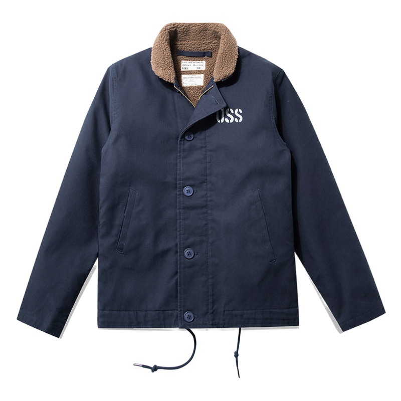 OKONKWO Navy carta impresión N-1 CHAQUETA portaaviones CUBIERTA traje CUBIERTA CHAQUETA de lana de cordero de algodón acolchado CHAQUETA