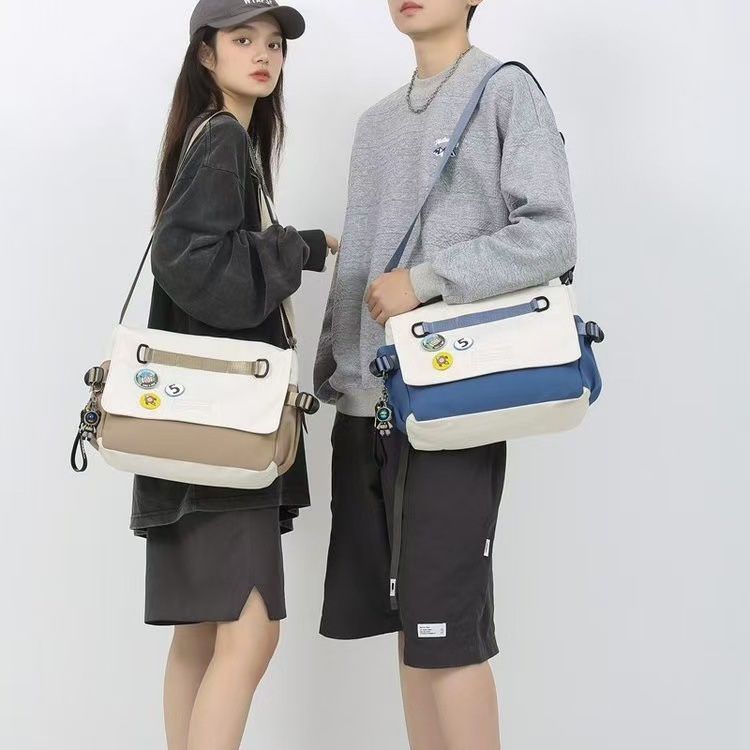 남자 메신저 가방 스포츠 대학 학생 클래스 가방 일본 스타일 Ins 브랜드 대용량 어깨 가방 툴링 몰드 업 백