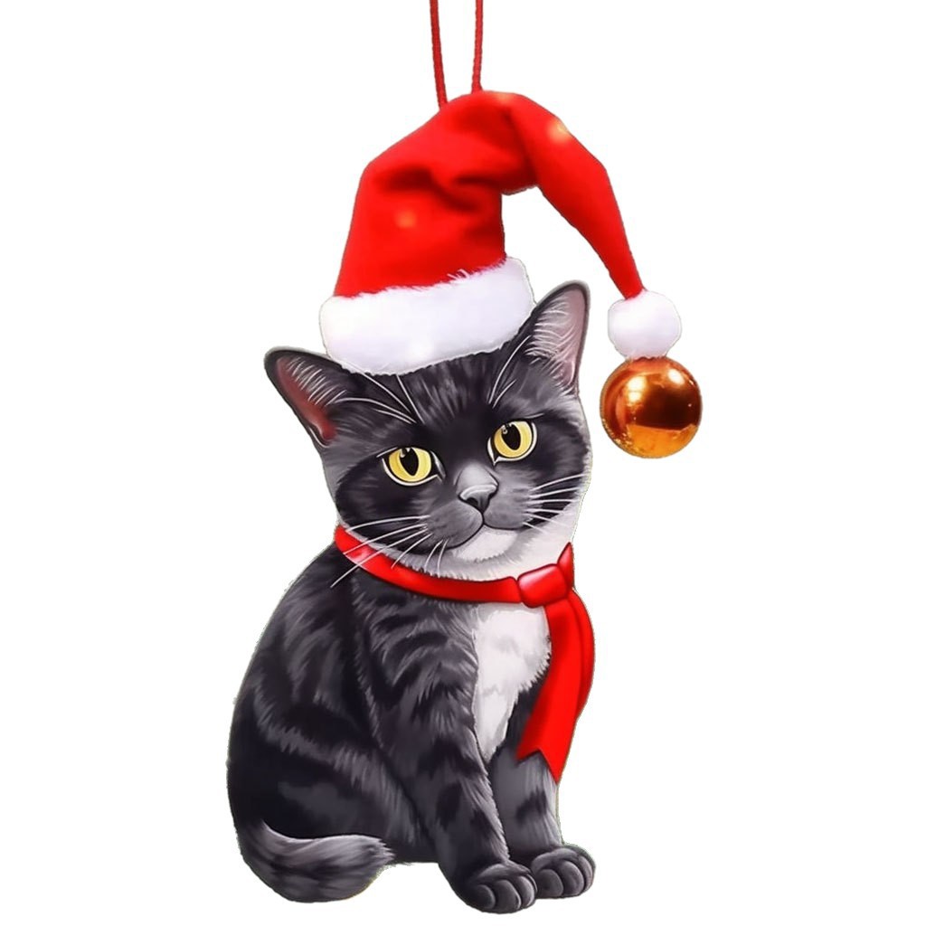 Navidad transfronteriza acrílico plano colgante creativo adorable gatos colgantes decoraciones de automóviles colgantes de árbol de Navidad