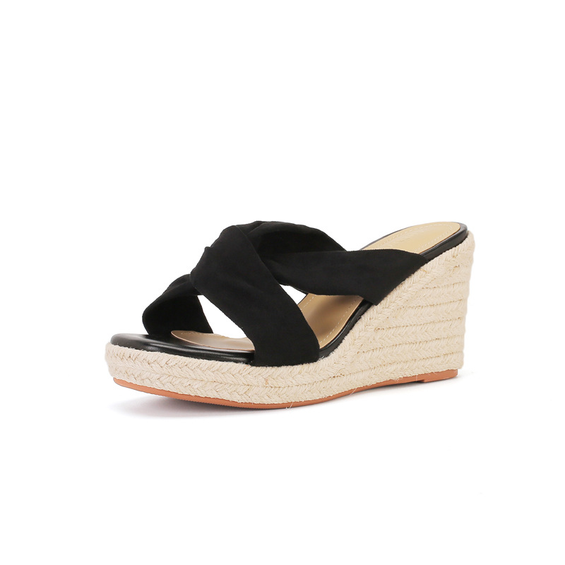 Sandal cao gót nữ hở mũi đế xuồng gót 9 cm — màu đen