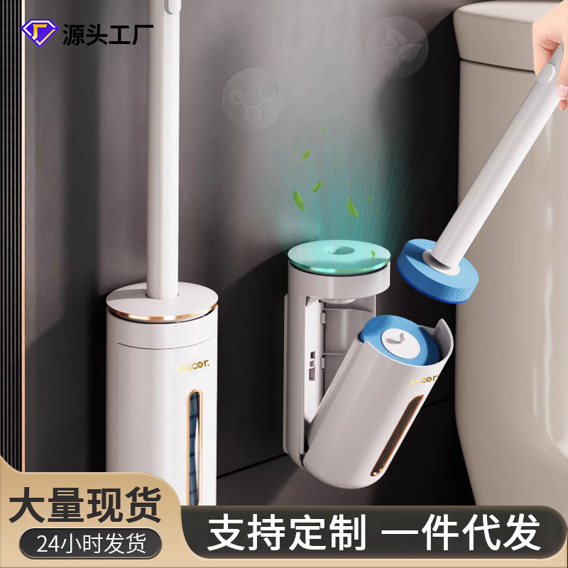 Cepillo de baño desechable para uso doméstico, limpieza sin ángulos muertos, nueva herramienta mágica, cepillo de limpieza montado en la pared con cabezal de cepillo reemplazable.