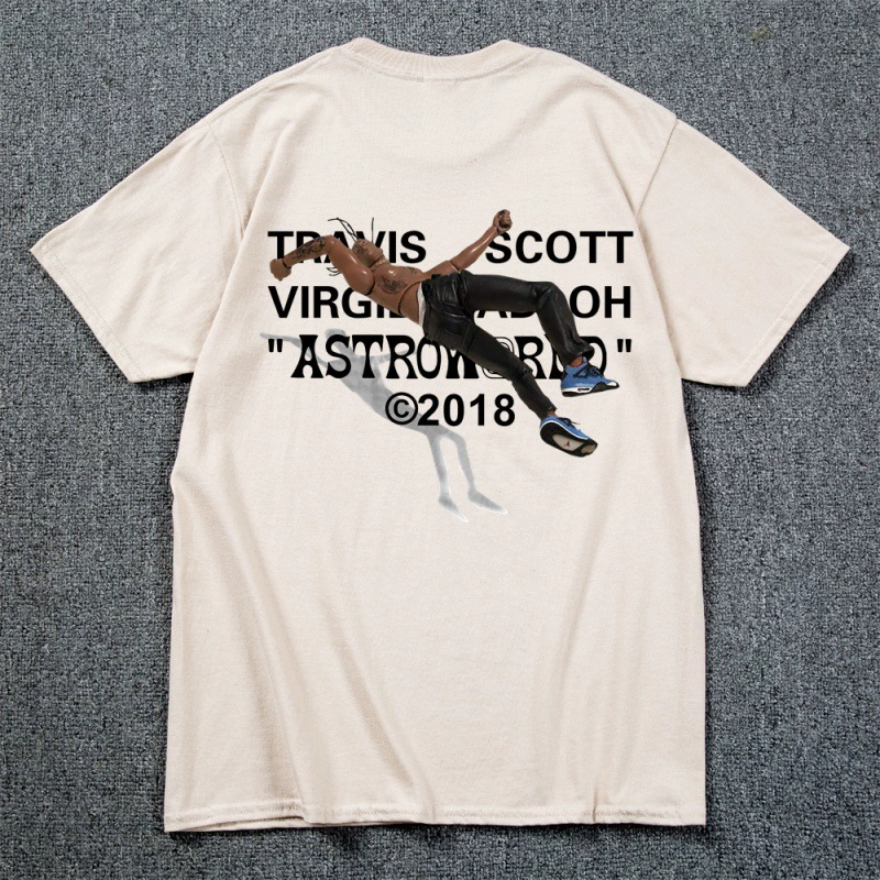 Rapper Travis Scott Virgil Abloh AJ1 joint TS grimace reverse hook short sleeve T-shirt