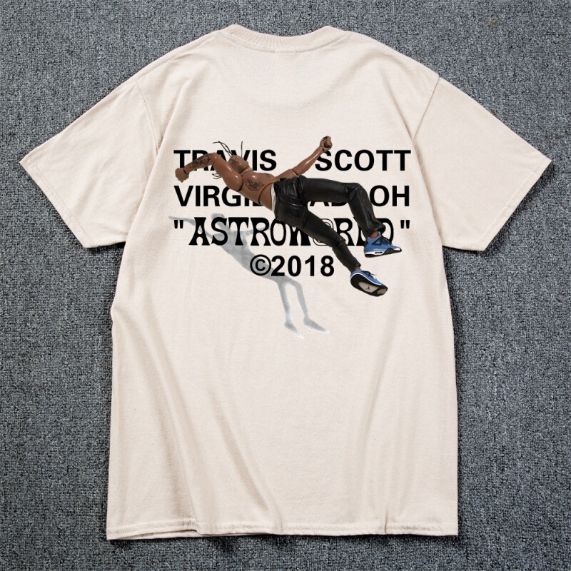 Rapper Travis Scott Virgil Abloh AJ1 joint TS grimace reverse hook short sleeve T-shirt