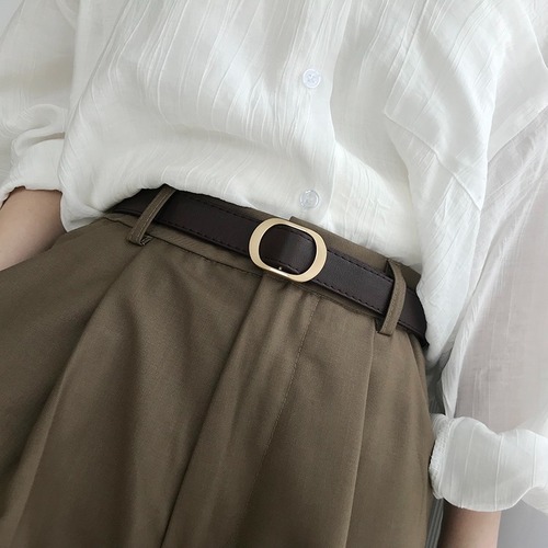 No hole belt for women Ins decoration simple versatile casual student jeans belt no punching black pants belt trendy