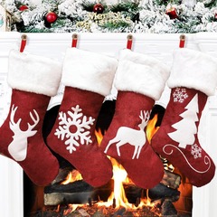 Cross-border Christmas Socks Reindeer Snowflake Red Christmas Socks Plush Cute Festival Atmosphere Ornament Christmas Ornament