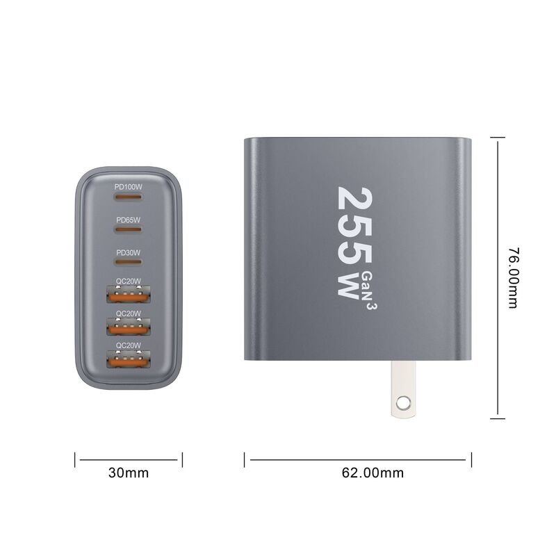 Multi-port charger 6-port GaN fast charging PD100W high-power 4C2A mobile phone charger laptop power supply Multi-port charger 6-port GaN fast charging PD100W high-power 4C2A mobile phone charger laptop power supply