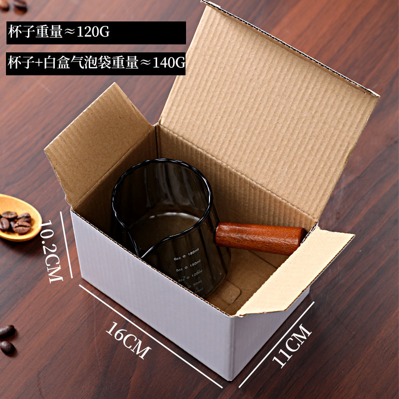 木製ハンドルダブルノズル 180 ミリリットルミルクカップコーヒーミルクカップイタリアガラスコーヒー計量カップ縦縞ミニミルクカップカップ|undefined