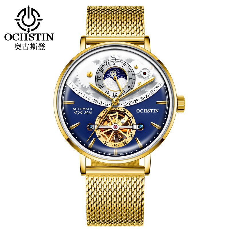 Brand Live Broadcast Watch Men's Business Steel Band Mechanical Watch Multi-Function Fully Automatic Hollow Waterproof Men's Watch Wholesale