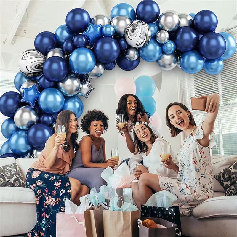 Navy metal silver agate black balloon