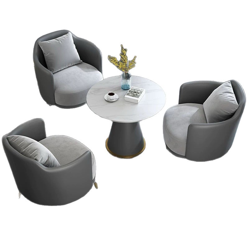 Hotel de mesa redonda de ocio nórdico salón de belleza de piel de garra de gato recepción sofá sala de ventas mesa de negociación combinación de sillas