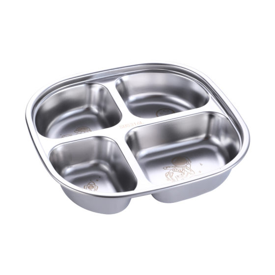 316 Stainless Steel Dinner Plate Food Grade Kidsren's Dinner Plate School Kindergarten Home Thickeneded Anti-fall Canteen Partition Plate