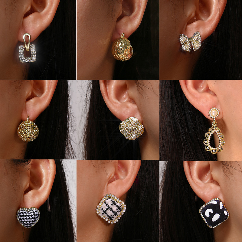 copper earrings with zircon