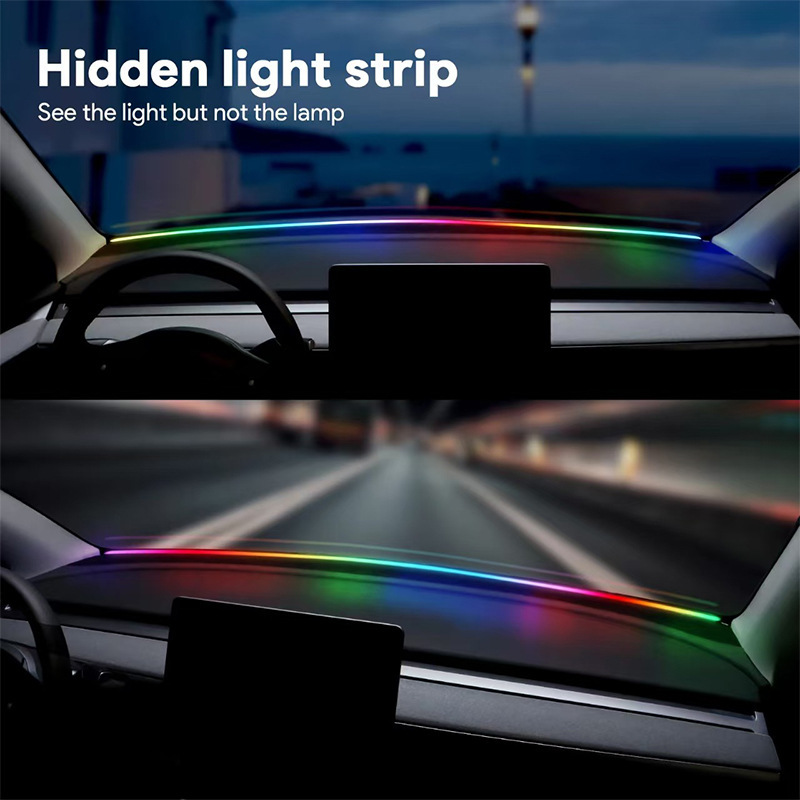 Tablero de instrumentos de control central del automóvil delantero sellado tipo barra oculta luz de atmósfera de color fantasma luz de atmósfera USB universal image 2