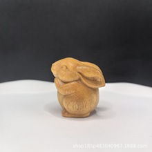 黄金檀木雕刻生肖摆件小兔子愤怒小鸟蛤蟆家居装饰工艺品手工雕刻