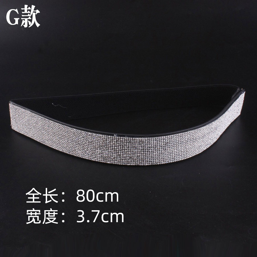 Bling rhinestone diamante-incrustado elástico cinturón ancho flash Diamante de las mujeres todo partido cristal cintura sello moda cinturón elástico