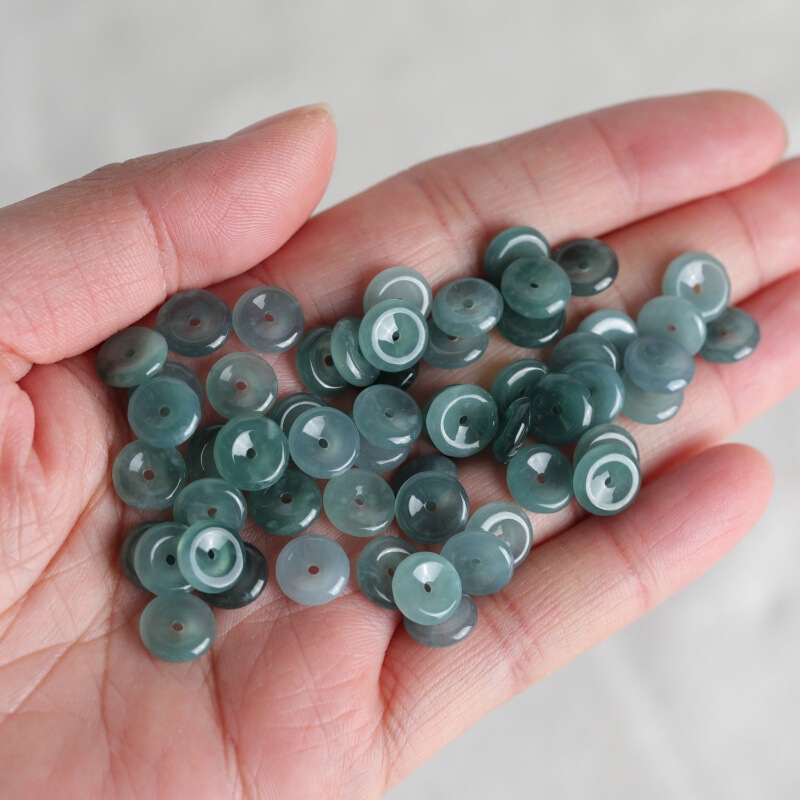 Jadeite Blue Water Small Safety Buckle Pendant Jewelry Jade DIY Bracelet Necklace Accessories Loose Bead Pendant Semi-Finished Product