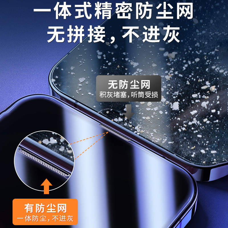 Almacén libre de polvo adecuado para Apple 16Pro película templada iPhone15ProMax teléfono móvil 14 segundos anti-mirón