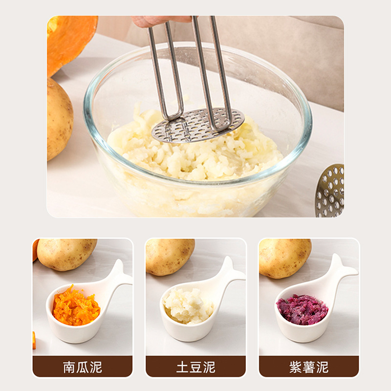 Presión de puré de papas de acero inoxidable 304, artefacto de puré de papas para el hogar, suplemento alimenticio para bebés, cuchara de puré, triturador de puré