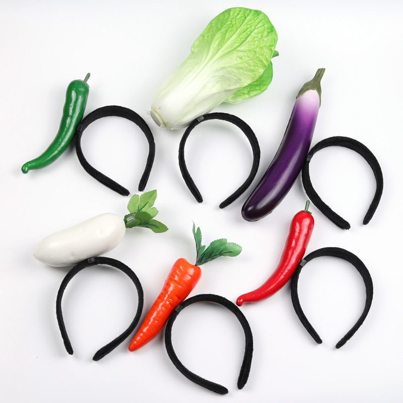 Creative Cute Personality Funny Three-dimensional Vegetable Hair Hoop Radish Pepper Eggplant Green Vegetable Head Hoop Female Hair Accessories Hair Clip