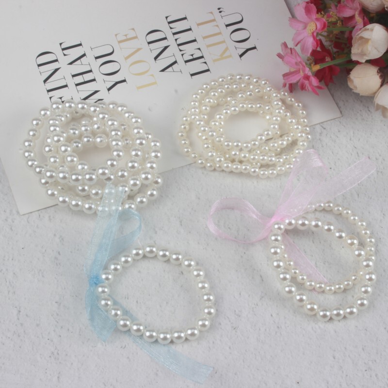 Dropshipping Children's Imitation Pearl Bracelets for Girls, Plastic Pearl Beads, Acrylic Handmade Small Gifts, Yiwu Jewelry Batch