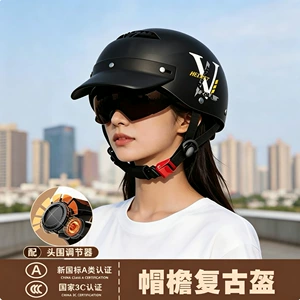 New National Standard 3C Electric Vehicle Helmet for Men and Women, Retro Half-Helmet for Electric Motorcycles, Summer Sun Protection Safety Helmet