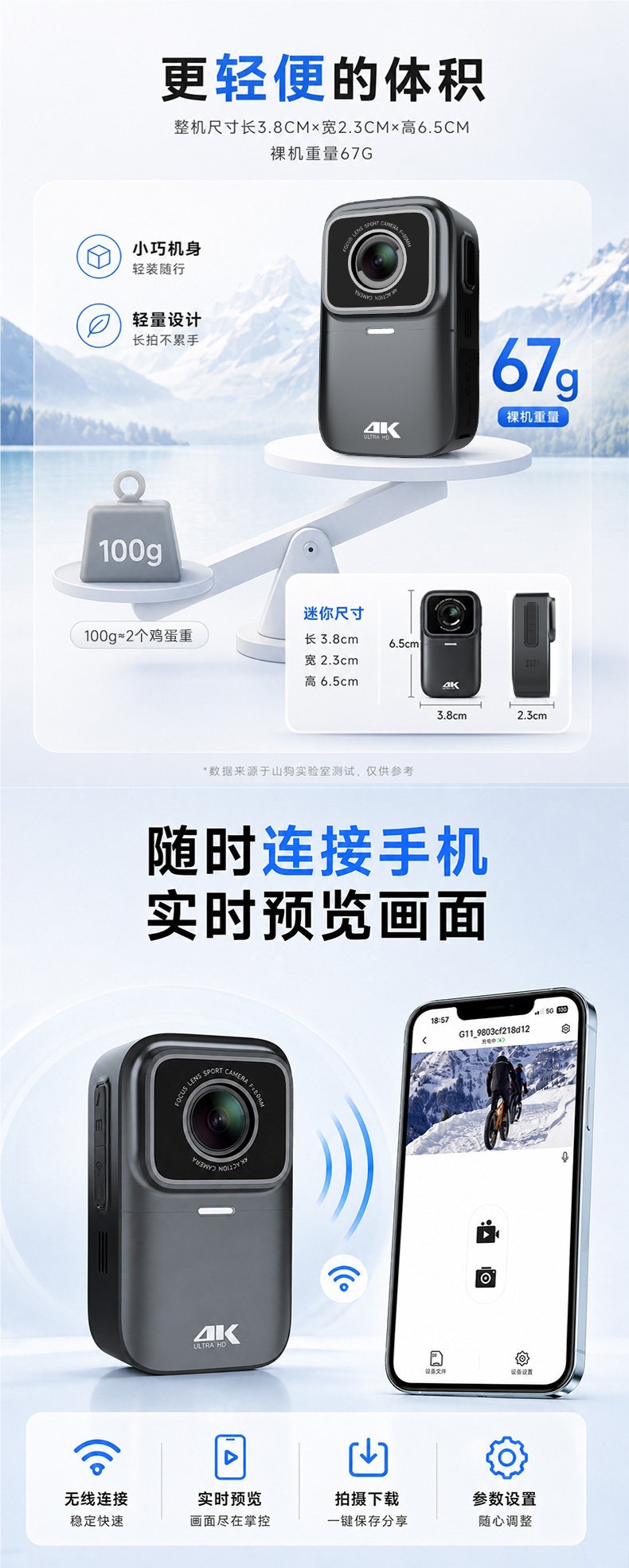 Shangu G11 Thumb Action Camera Motorcycle Dashcam 4K HD Riding Vlog Non-360 Panorama