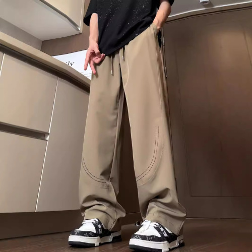 Slim Fit Loose Straight Leg Pants for Men - Cold Sensation Ice Silk Pants, Suitable for Spring, Summer, Autumn, and Winter - Thin and Casual Streetwear Brand Large Size Wide Leg Straight Pants