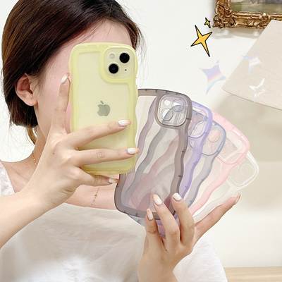 Samsung S20 transparent big wave phone case s22 for s21FE transparent black wave edge phone case S23Ultra