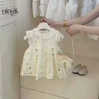 Летнее платье для девочки, белое с вышивкой и кружевным воротником, размеры 73–110 см