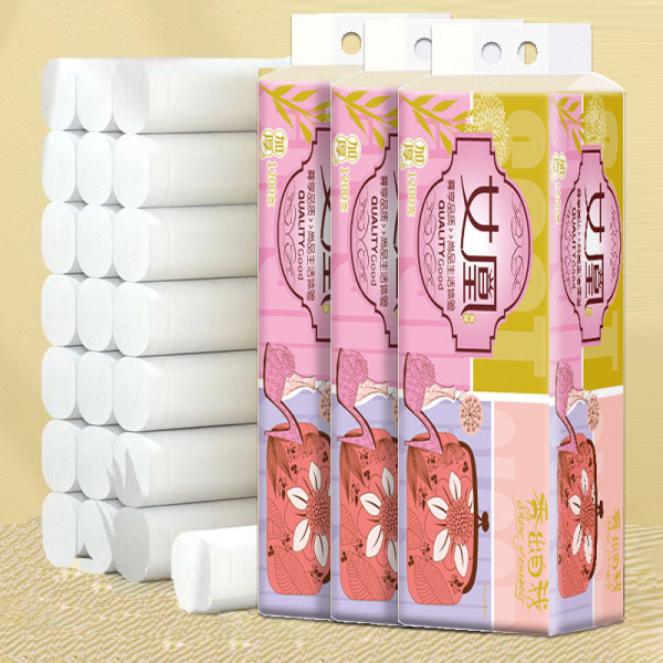 Printed Roll Paper, 5-Layer Thickened, 830G/Pack, Made from Virgin Wood Pulp, Hanging Type, Household Napkins, Toilet Paper, Facial Tissue