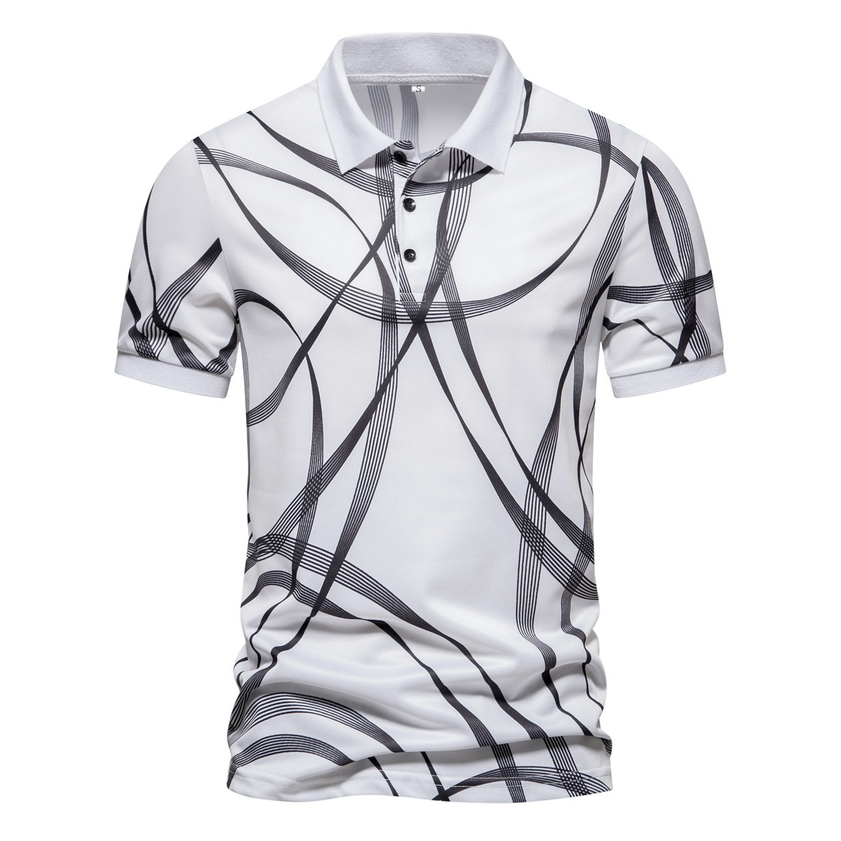Polo d'été décontracté avec imprimé rayé, T-shirt à manches courtes pour hommes_voghion.com