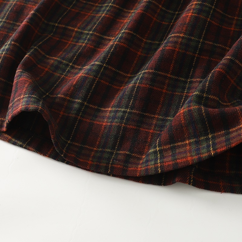Retro plaid autumn demi-season woolen red colored long skirt