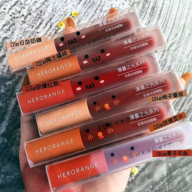 Makeup Herorange Dusk Light Milkshake Velvet Lip Glaze Matte Finish Non-Stick Cup Natural Whitening Lip Mud Makeup Herorange Dusk Light Milkshake Velvet Lip Glaze Matte Finish Non-Stick Cup Natural Whitening Lip Mud