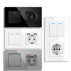 トグルスイッチ付きソケット220v 16a壁式ソケットusb 153*86ガラスパネル付きライトスイッチ