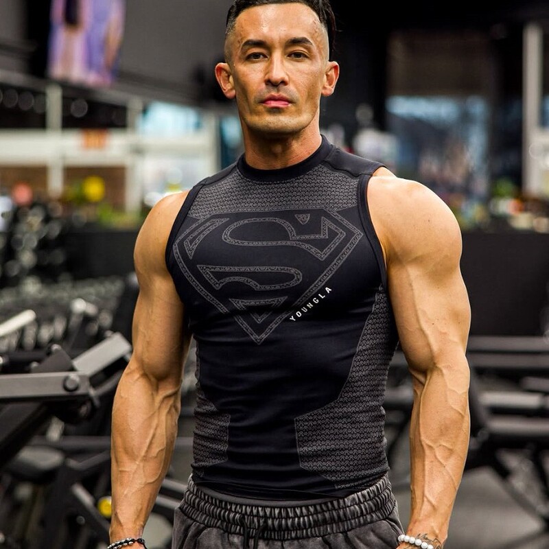 YOUNGLA Summer New Fitness Apparel Coach Sports T-Shirt Tight-Fitting Men's High-Elastic Training Vest Fitness Wear YOUNGLA Summer New Fitness Apparel Coach Sports T-Shirt Tight-Fitting Men's High-Elastic Training Vest Fitness Wear