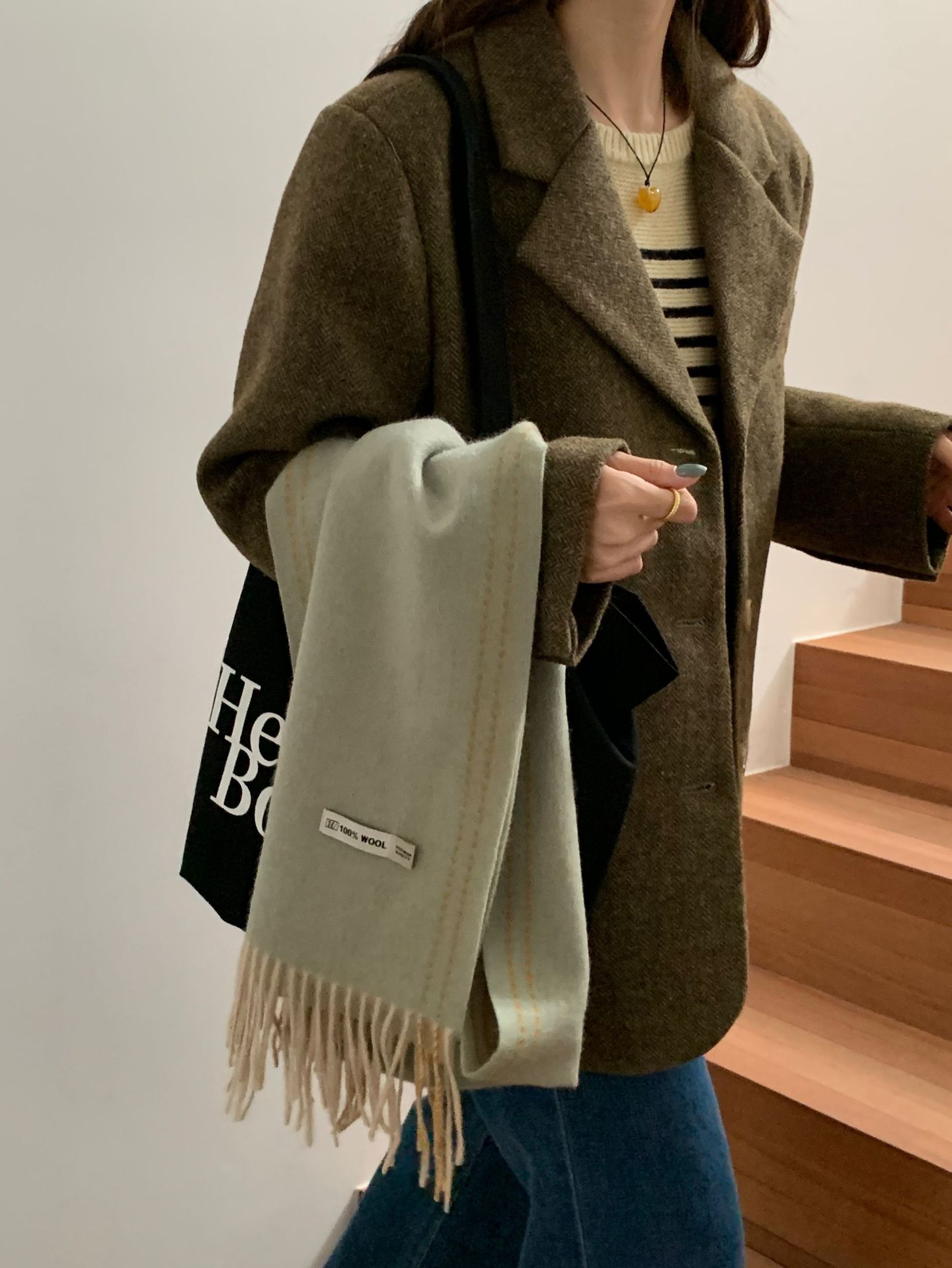 Sciarpa da coppia in edizione stretta, calda, versatile, coreana, invernale, da donna, in 100% lana, tinta unita, semplice, double face_voghion.com