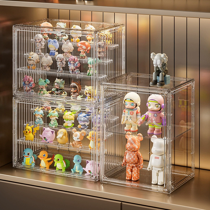 Стойка для хранения и демонстрации фигурок в прозрачном магнитном пылезащитном боксе для кукол Bubble Mart