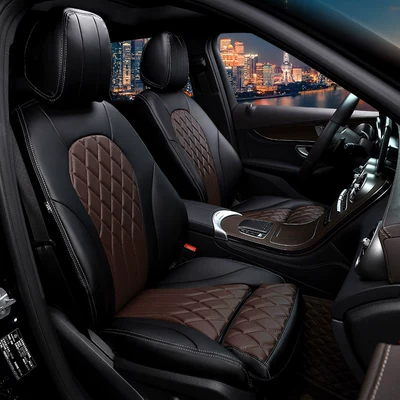 Seat Cushion Cover, Modelə uyğun (Original) oturacaq örtükləri - middle-diamond-nappa-leather-black-coffee-color-please-note-the-model-year-when-placing-an-order