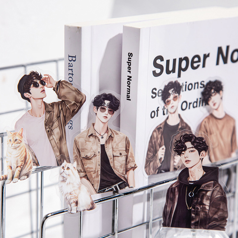 좋은 하루 캐릭터 PET 스티커 고양이 언어 소년 시리즈 6종 20장 선택 캐릭터 외계인 핸드북 스티커