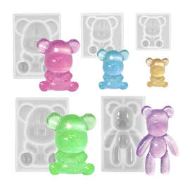 蝶之舞DIY水晶滴胶树脂磨具立体暴力熊坐立小熊装饰挂件硅胶模具